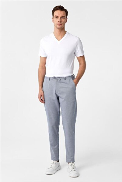 SÜVARİ Buz Mavi Slim Armürlü Jogger Pantolon