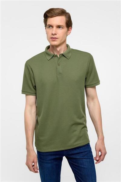 SÜVARİ Haki Regular Armürlü Polo Yaka Tişört