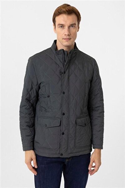 SÜVARİ معطف كاكي نحيف مبطن بياقة واقفة