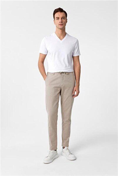 SÜVARİ Bej Slim Armürlü Jogger Pantolon
