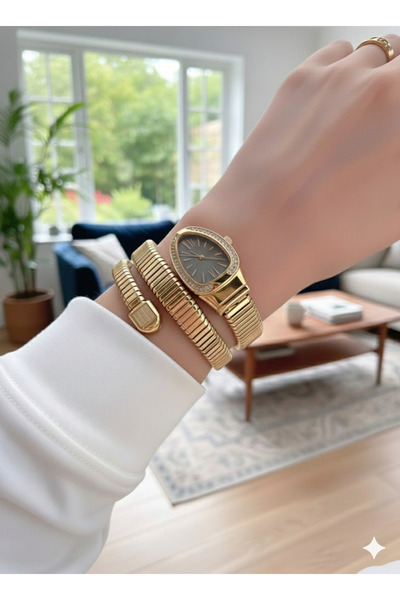 PW POLO WHITE ساعة ثعبان، ساعة ملفوفة، ساعة يد نسائية