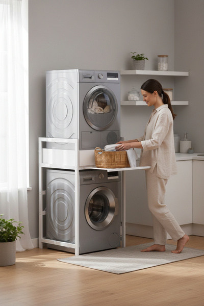 TOLIAHOME Çamaşır Sepeti Çekmeceli Çamaşır Makinası ve Kurutma Makinası Rafı ...