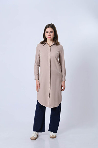 the basics Long Shirt with Hidden Placket