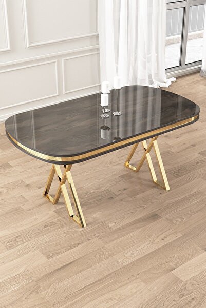 Canisa Zae Serisi 90x168 Lak Panel Antrasit Ironi Masa Gold Ayak