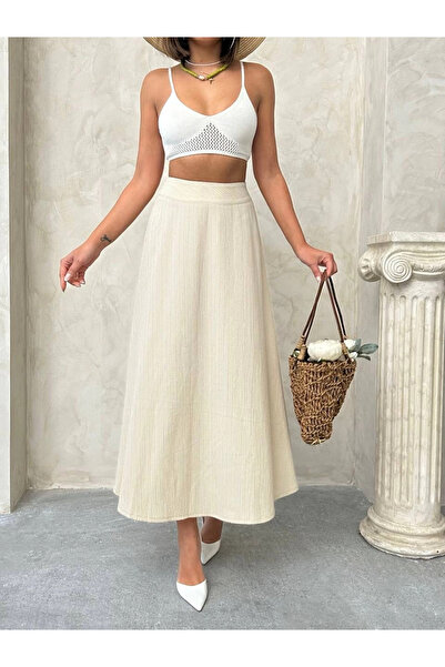 Zerenyus Fusta lungă bej căptușită