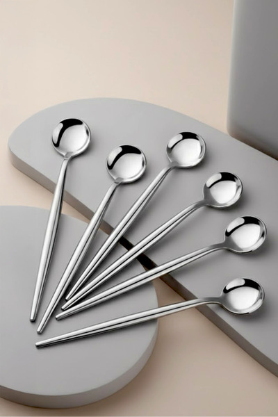 Kitchen Life 6 Συσκευασία Lux Στρογγυλό Ασημένιο Κουταλάκι - Κουτάλι