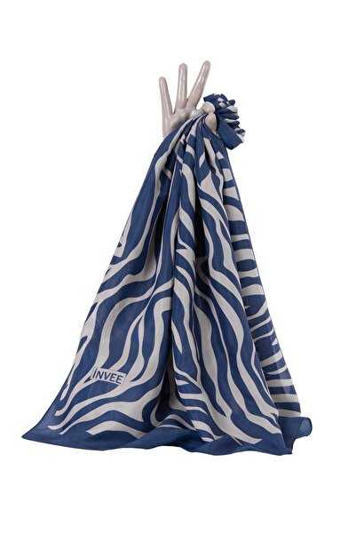 Invee Zebra Şal LACİVERT-BEJ