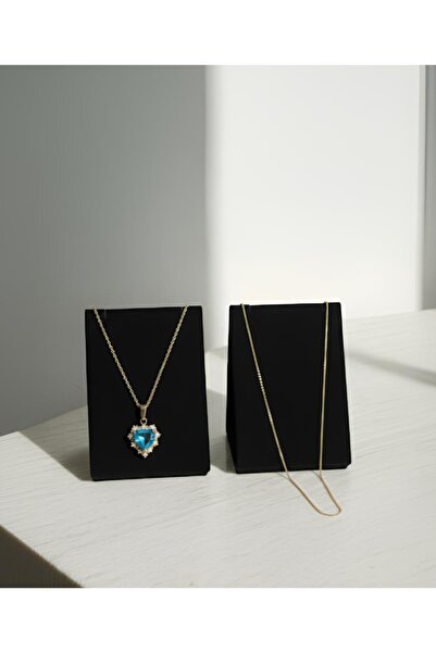 RÜZGARBİJÜTERİ Women's Gold Heart Detailed Necklace – with Stone and Simple C...