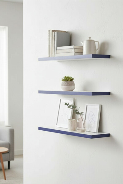 SürLaz 3'Lü Duvar Rafı Uçan Rafı Çocuk Odası Raf 45x11 Dekoratif Raf