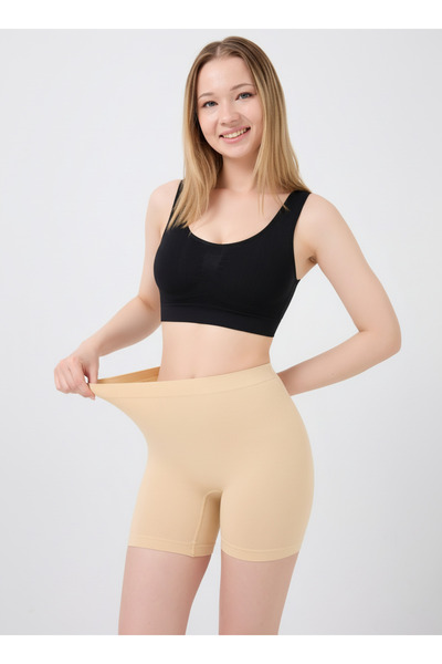 MİSTİRİK Pereto Model Soft Fabric Non-Marking Body-Hugging Sports Shorts Skin Color
