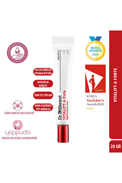 Dr.Different Vitalift-A Forte - Yaşlanma ve Kırışıklık Karşıtı %0.10 Stabilize Lipozom Retinal İçeren Gece Kremi