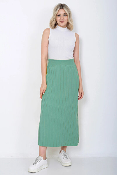 LUGMO Fusta de damă oversize verde mentă tricotaj