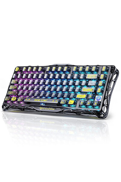 Gravastar K1 Lite Transparent Black:75%,Pre-Lubed Switches,RGB,Wireless/Wired...