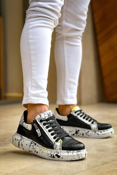 Zerenyus ZRN-02 Ορθοπεδικά Μαύρα Κίτρινα Ανδρικά Αθλητικά Παπούτσια με φερμουάρ