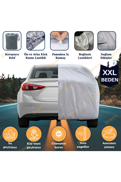 Breen Grey Compatible with Sedans - XXL Car Tarpaulin, Auto Cover (Car Length...