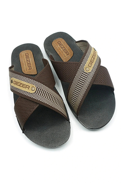 GEZER Papuci pentru bărbați negru maro - Gzr10489