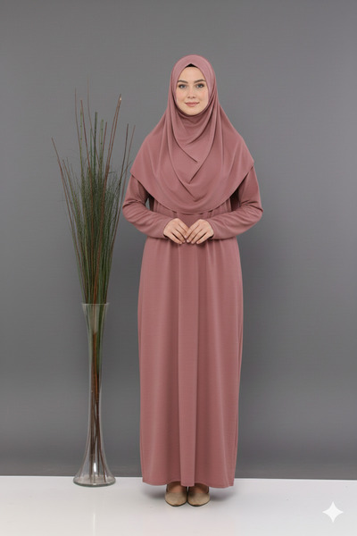 Asgard Tesettür Kadın Namaz Elbisesi Boydan Giyimli Pratik Namaz Elbisesi Gül...