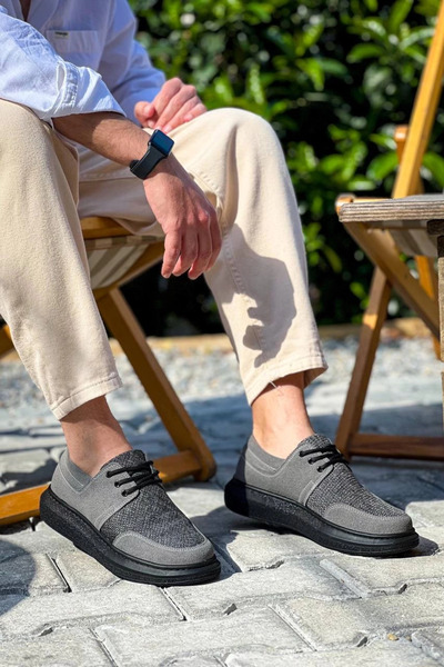 Zerenyus ZRN-042 Pantofi pentru bărbați, casual, gri, negru, cu șireturi