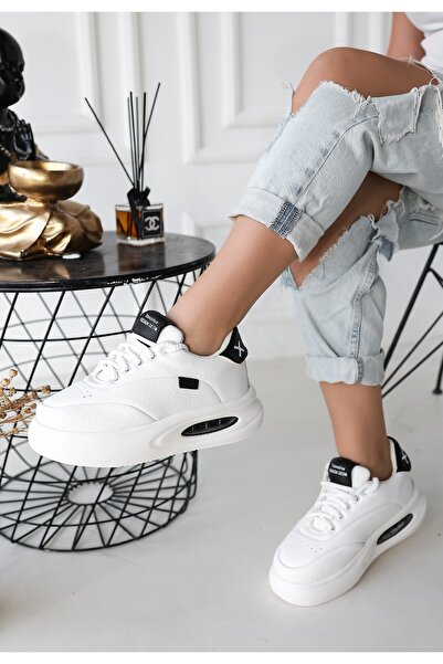 Zerenyus Αθλητικά παπούτσια Chris Premium Λευκά Μαύρα με κορδόνια και σόλα Air