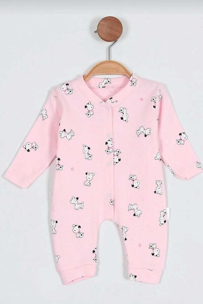 dinamik çocuk Unısex Bebek Köpek Baskılı Çıtçıtlı Yenidoğan Bebek Tulumu %100...