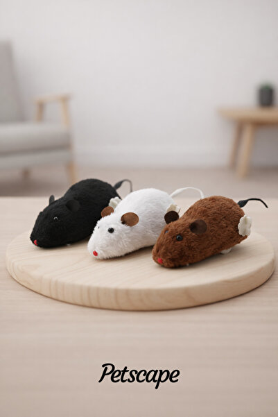 Petscape Wind-Up Mouse Cat Toy Plush (Mixed Color)