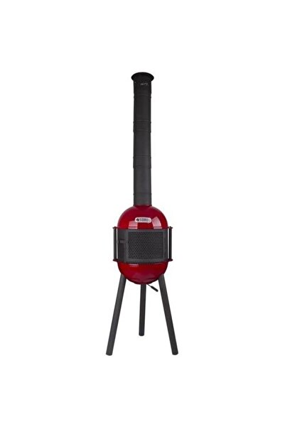 Sürel Çok Amaçlı Döküm Bahçe Şöminesi Teras Sobası Barbekü - Kırmızı
