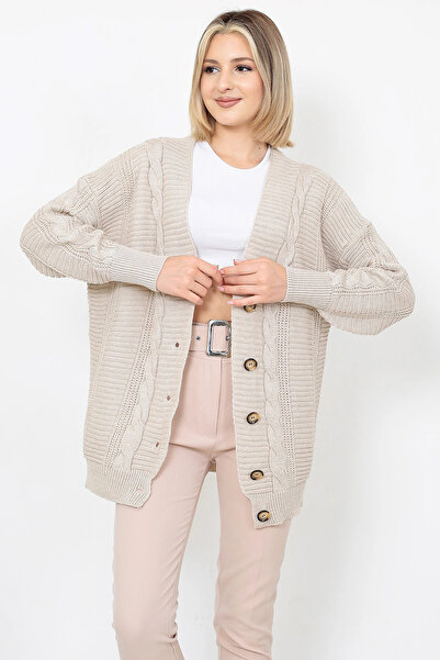 LUGMO Tricotaj de damă Cardigan tricotat cu 5 nasturi Stone