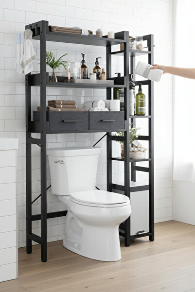 TOLIAHOME Çamaşır Makinası Kurutma Makinası Klozet Üstü Raf Organizer Banyo D...