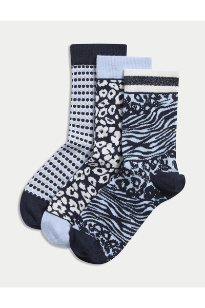 Marks & Spencer 3'lü Parıltılı Desenli Bilek Boyu Çorap