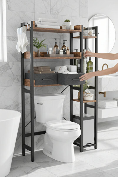 TOLIAHOME Çamaşır Makinası Kurutma Makinası Klozet Üstü Raf Organizer Banyo D...