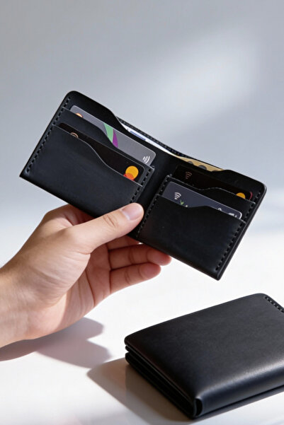 luvo Gerçek Deri Cüzdan El Yapımı Hakiki Premium Deri İtalyan Dikiş 8 Kart Bölmeli