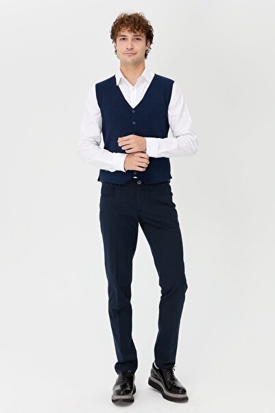 Desen Triko Чоловічий жилет з V-подібним вирізом з тонкого трикотажу, індиго