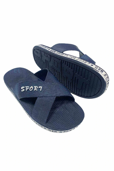 GEZER Papuci pentru bărbați cu talpă moale pentru podea umedă, albastru-marin...