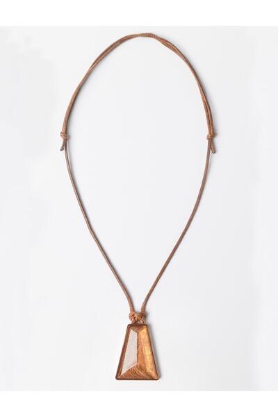 Jimmy Key Brown Large Asymmetrical Figured Necklace