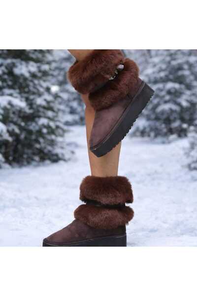 POTEEN حذاء دوبرا النسائي القصير المصنوع من الفرو P308-Taba