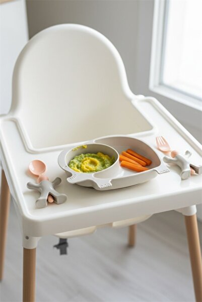 Bayev طقم طعام كريمي على شكل فيل مع ملعقة 3 قطع طقم طعام للأطفال طقم أطباق طع...