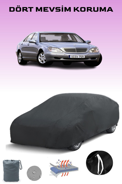 Breen أسود، مرسيدس S-SERIES (W220) 1998 - 2002، مشمع السيارة، غطاء السيارة، خ...