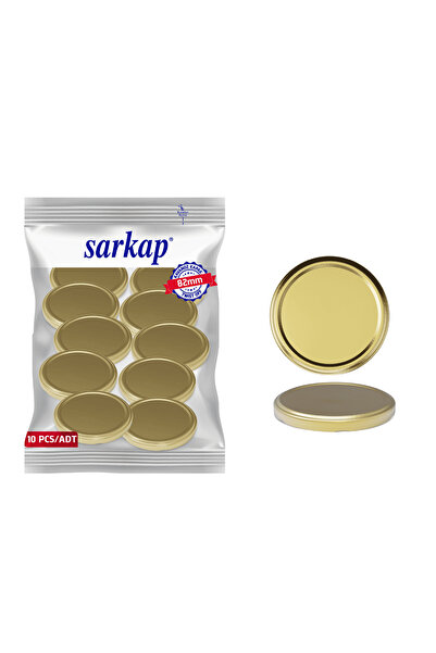 Sarkap Hijyenik Paketli 10 Adet Kavanoz Kapağı - Gold - 82 mm