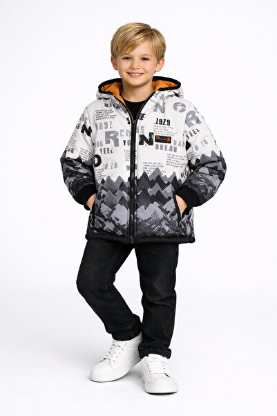 NANİCA White Black Boy's Double-Sided Hooded Coat 1-5 Years Old