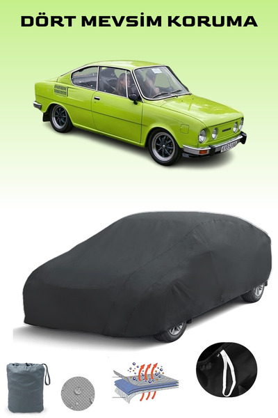 Breen أسود، SKODA 110R 1970 - 1982، مشمع السيارة، غطاء السيارة، خيمة السيارة