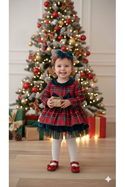 Butik Yılbaşı Kız Bebek Özel Gün Elbisesi & Bandana Hediyeli