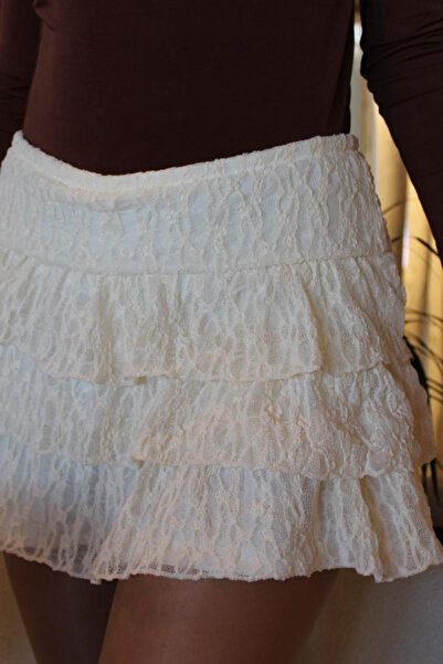 SEVENLINE Fusta scurtă din dantelă pentru femei