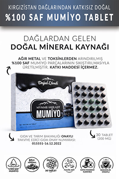 Doğal Efendi Mumiyo Shılajıt %100 Saf Mumiyo 30'lu Tablet (Kırgızistan'dan İthal Shilajit)