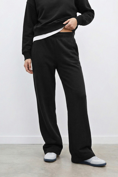VODENS Black Wide Leg Jogger Pants