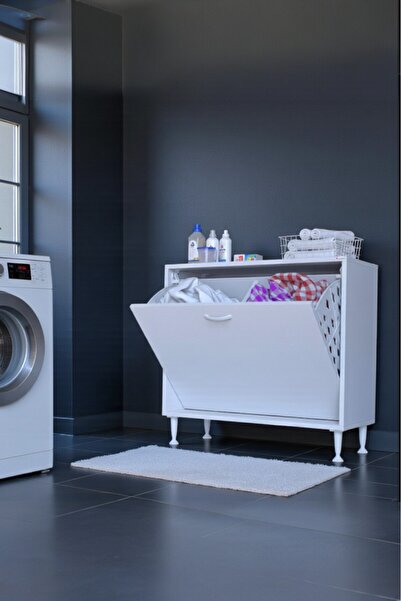 Eliusta Sare 80 cm Beyaz Sepetli Banyo Dolabı,Mutfak Dolabı 80x75x32,5 cm Oyu...