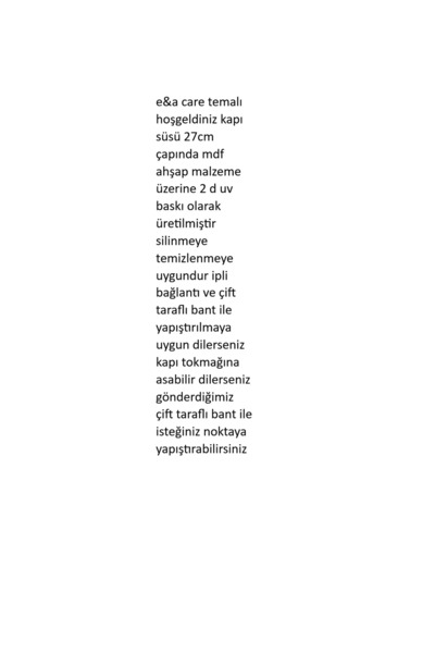 e&a care Hoşgeldiniz Kurdele Baskı Kapı Süsü Ahşap MDF UV Baskı 2D
