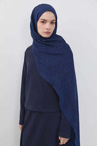 Nihan Desenli Pamuk Naia Lyocell Şal Lacivert