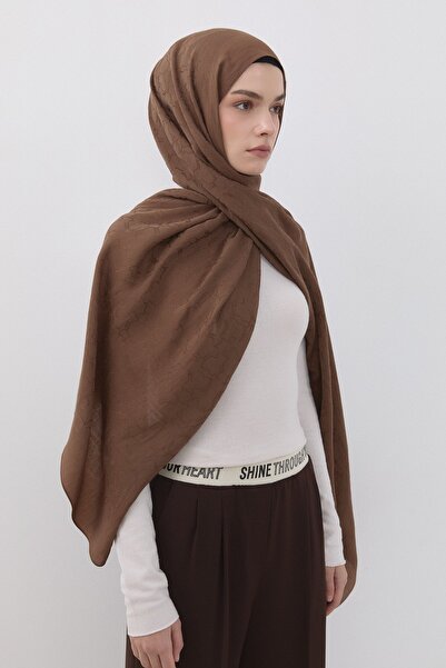 Nihan Desenli Pamuk Naia Lyocell Şal Sütlü Kahve