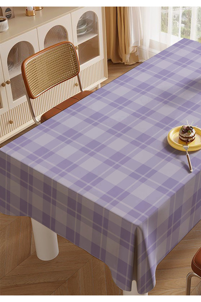 ALAMODECOR Ljubičasti karirani prugasti pokrivač za kuhinjski stol za blagova...