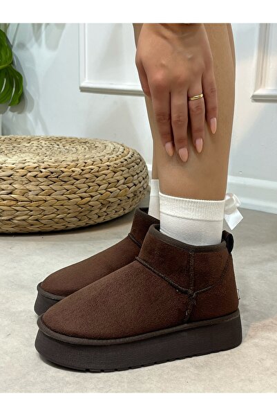 BerilinButiği Acı Kahve Süet Kar Botu (Moon XL) Kadın Bot